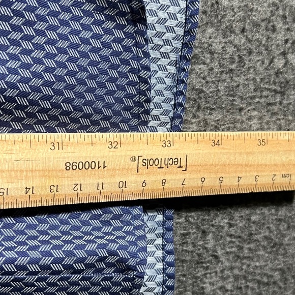 TWILLORY Mens Blue Geometric Print Tailored Fit Safe Cotton Dress Shirt 17 34 35 - Picture 7 of 8